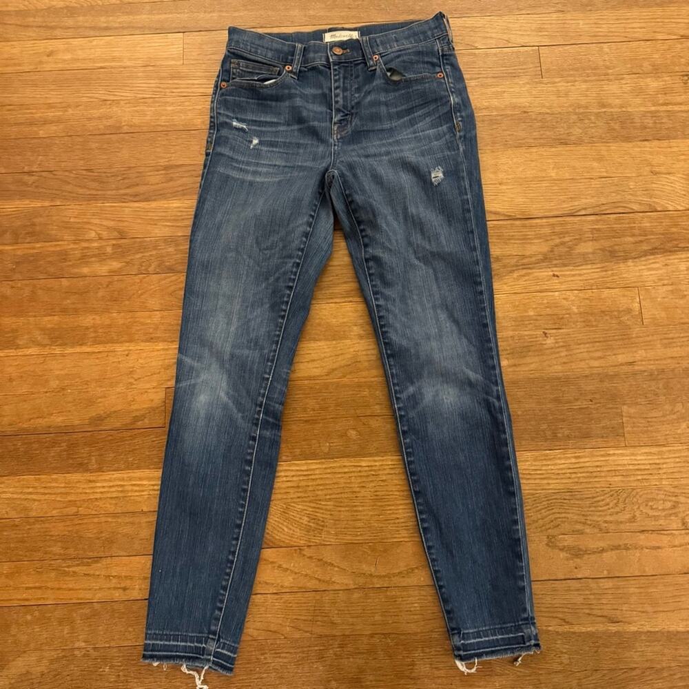 Madewell High Riser Skinny Skinny distressed medium wash jeans pants sz 27
 b26